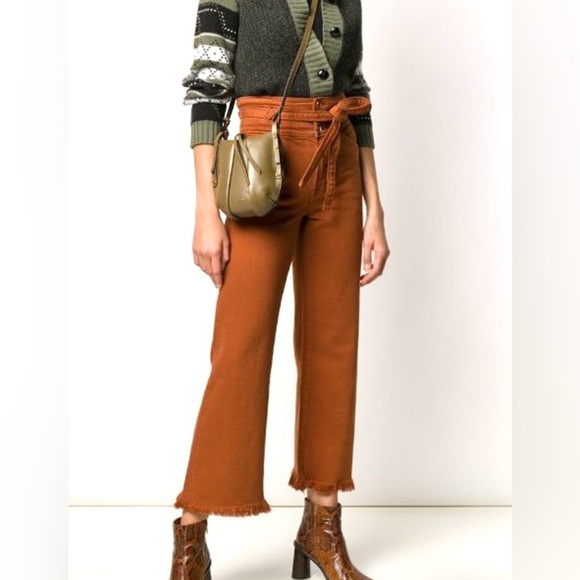 J Brand Sukey Crop Jeans Eclair Burnt Orange. High Rise Waist. Frayed Hem. 30 - Picture 1 of 13
